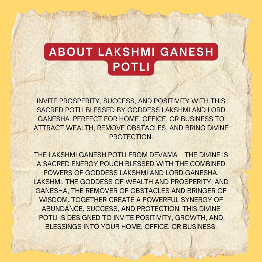 Sacred Lakshmi Ganesh Potli Bag for Business Growth & Household Harmony | Auspicious Yantra Kit to Bring Positive Energy & Household Harmony
