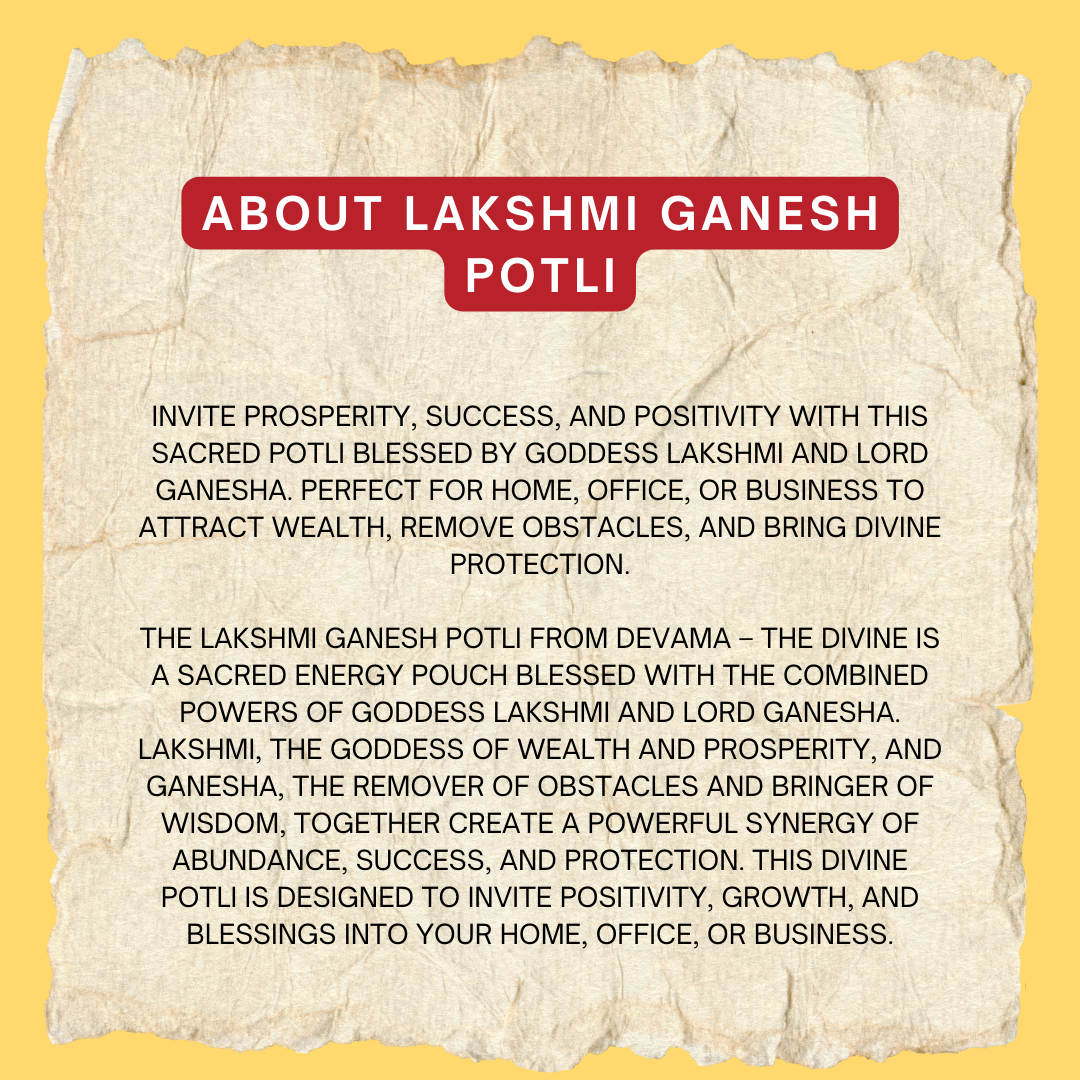 Sacred Lakshmi Ganesh Potli Bag for Business Growth & Household Harmony | Auspicious Yantra Kit to Bring Positive Energy & Household Harmony