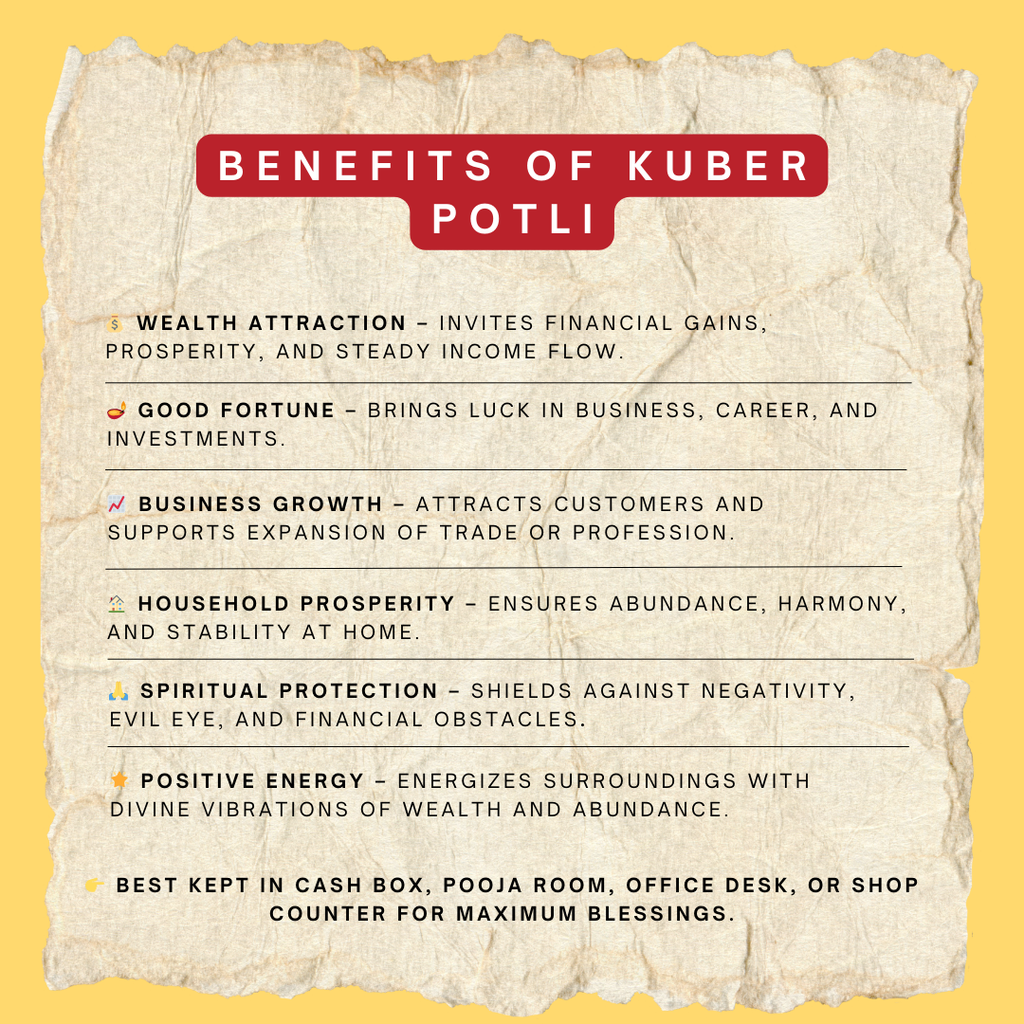 Kuber Poojan Diwali Potli Bag for Spiritual Wealth & Prosperity | Auspicious Pooja Kit for Lakshmi Kuber Pooja & Diwali Pooja