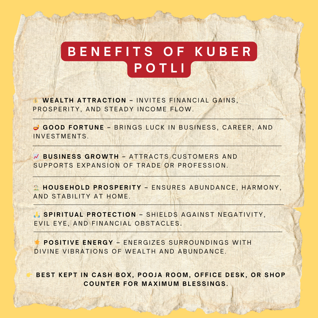 Kuber Poojan Diwali Potli Bag for Spiritual Wealth & Prosperity | Auspicious Pooja Kit for Lakshmi Kuber Pooja & Diwali Pooja