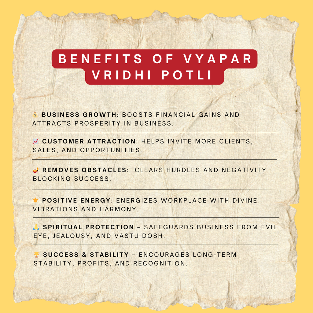 Shri Vyapar Vridhi Potli Bag for Business Growth & Financial Success | Auspicious Spiritual Kit for Business Owners & Shopkeepers