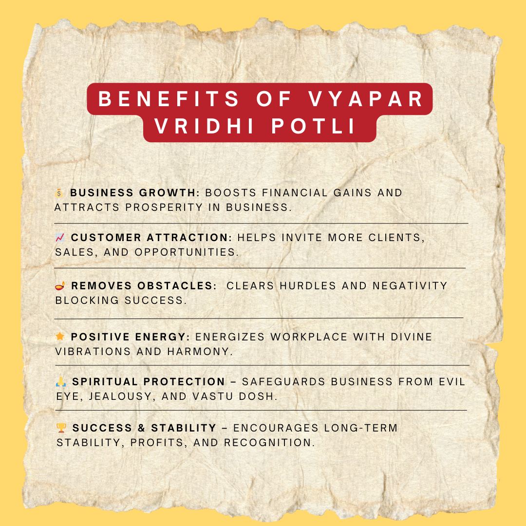 Shri Vyapar Vridhi Potli Bag for Business Growth & Financial Success | Auspicious Spiritual Kit for Business Owners & Shopkeepers