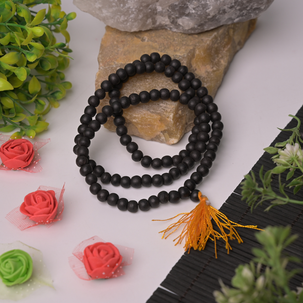108+1 Beads Divine Karungali Mala - Natural Ebony Wood Beads Govt. Certified