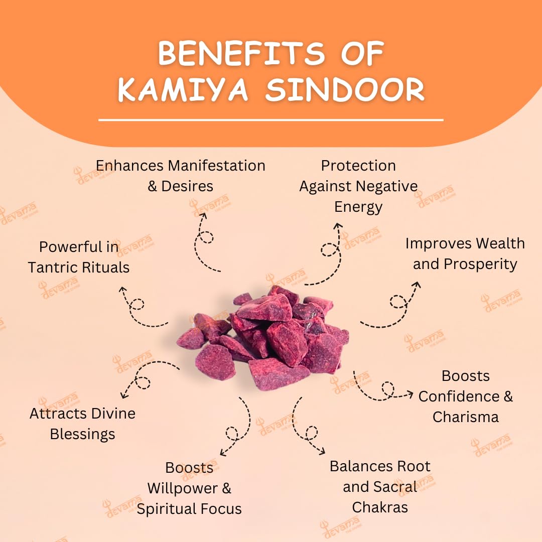 Devama The Divine Original Kamiya Sindoor | Authentic Sindoor from Kamakhya MATA Temple, Assam | Premium Sacred Pooja Item for Tantra, Worship & Rituals