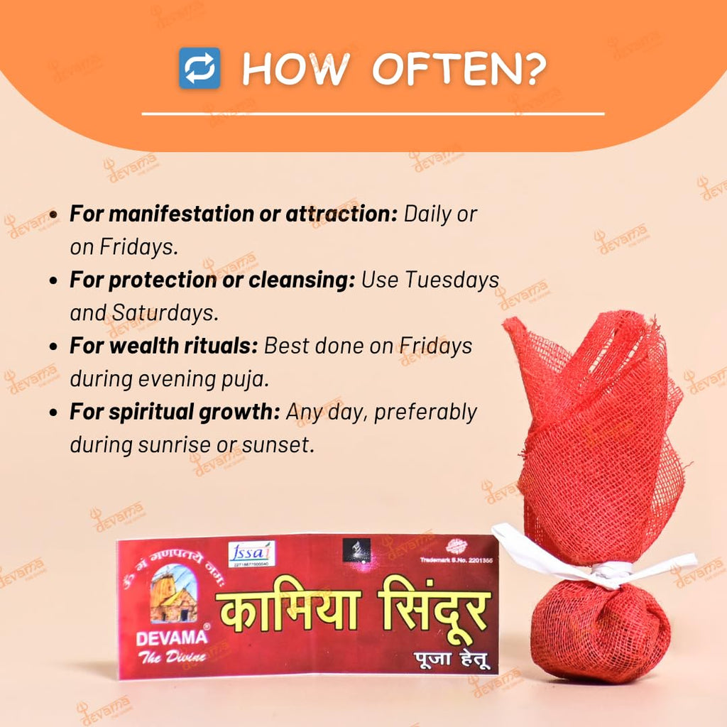 Devama The Divine Original Kamiya Sindoor | Authentic Sindoor from Kamakhya MATA Temple, Assam | Premium Sacred Pooja Item for Tantra, Worship & Rituals