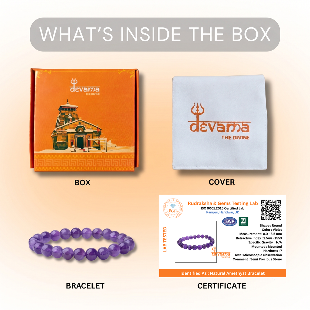 Amethyst Bracelet for Calmness, Protection & Spiritual Growth | Unisex