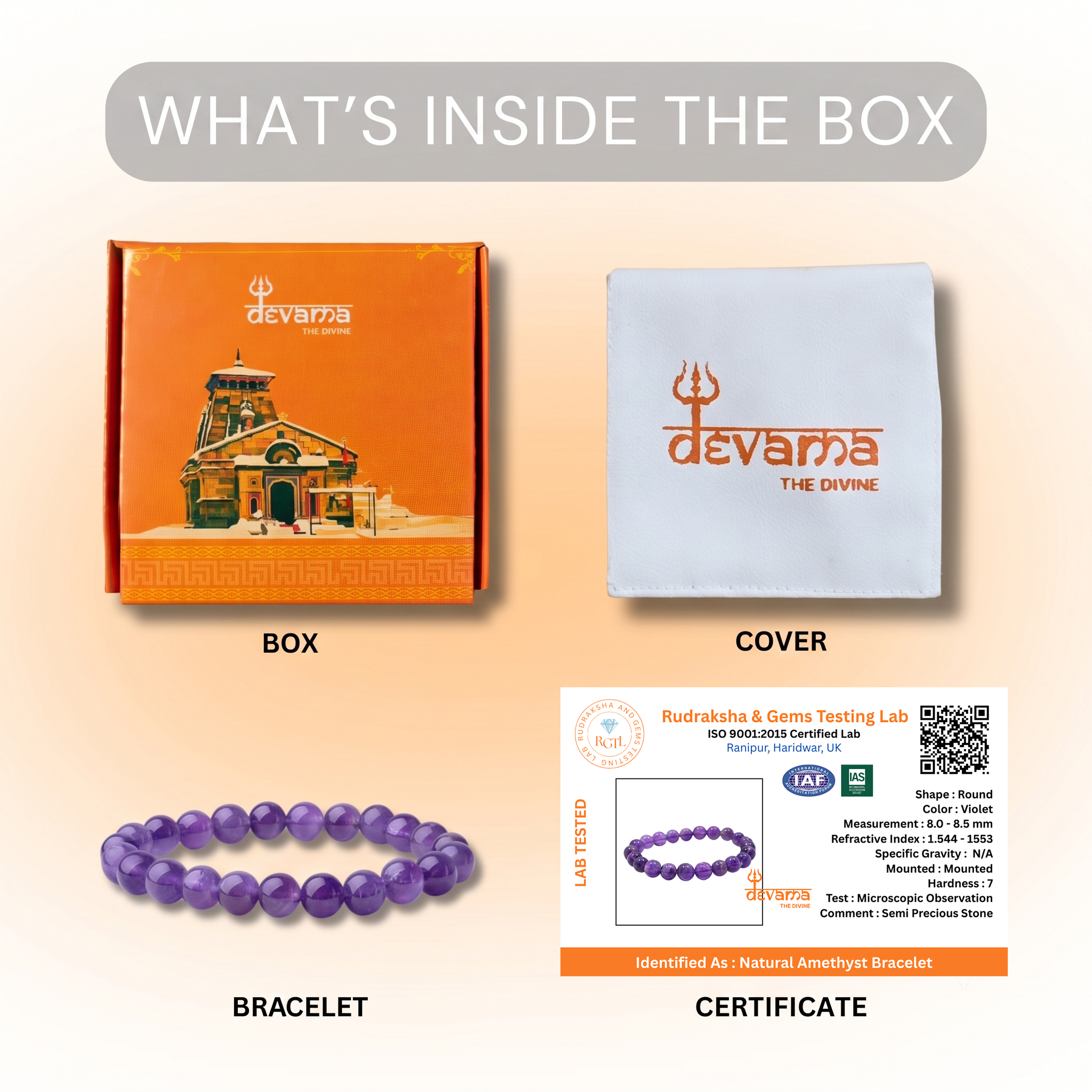 Amethyst Bracelet for Calmness, Protection & Spiritual Growth | Unisex