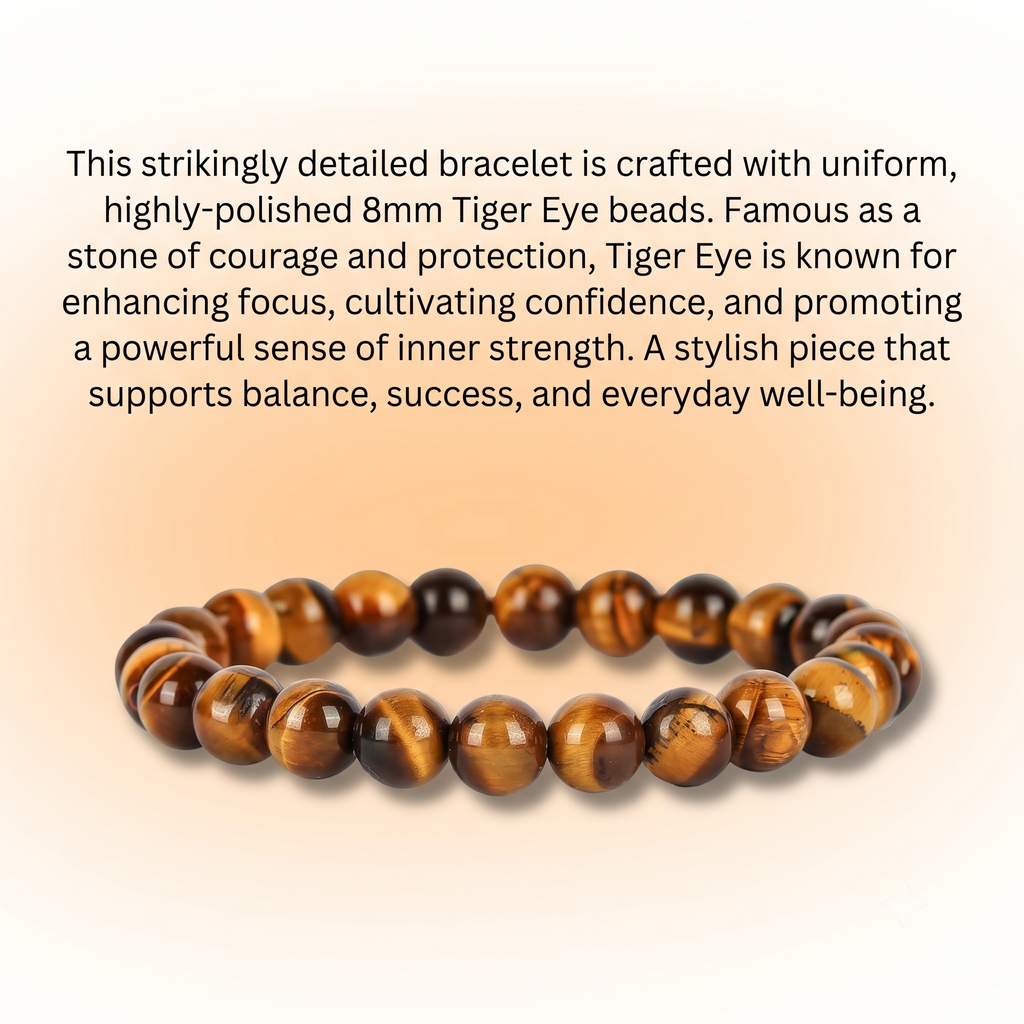 Tiger Eye Bracelet for Confidence, Courage & Protection | Unisex